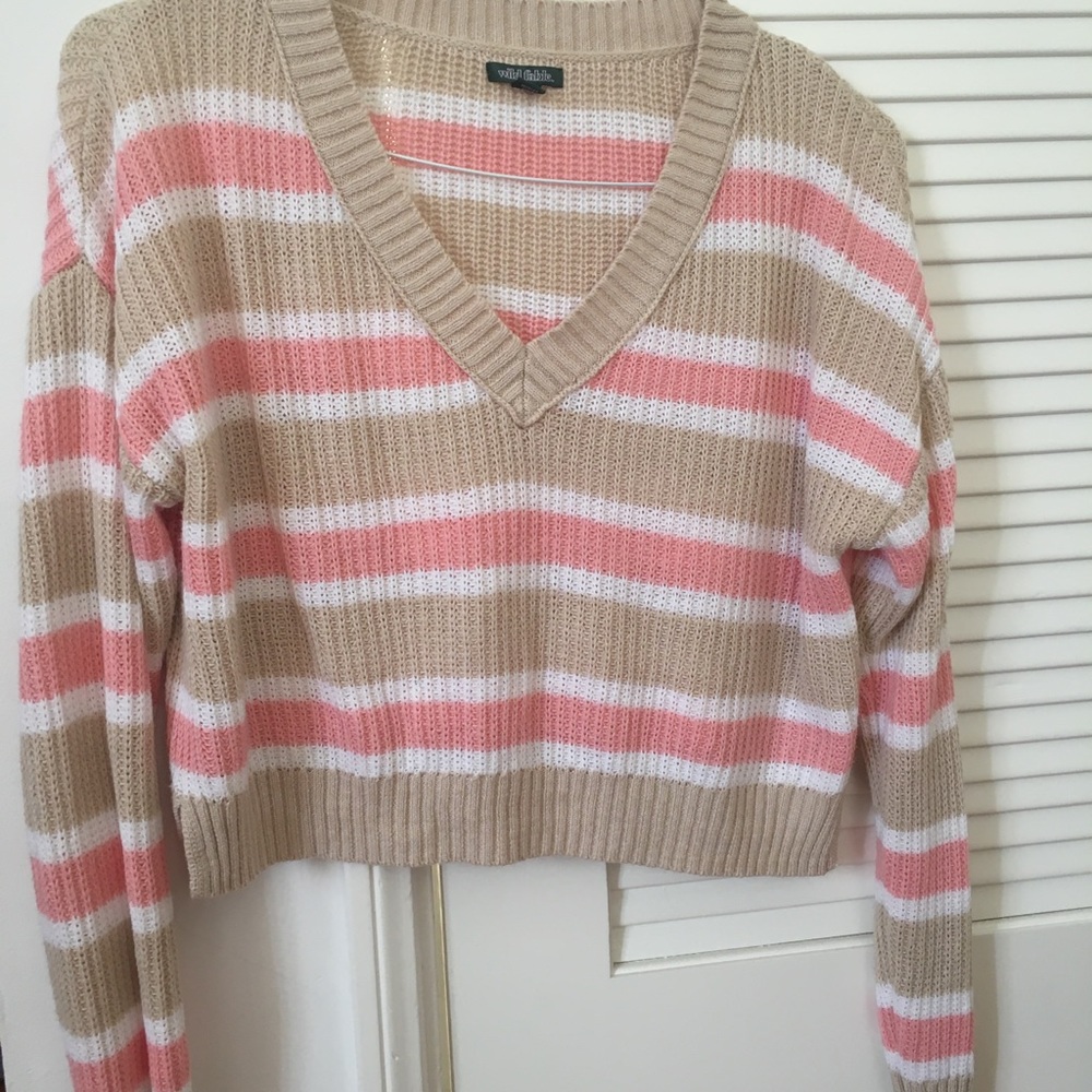 Wild fable pastel color v neck sweater, size small